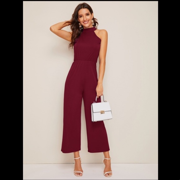 SHEIN Other - Tie Back Wide Leg Halter Jumpsuit